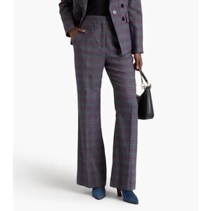 Veronica Beard Lebone Flare Pants Checked Flannel High Rise